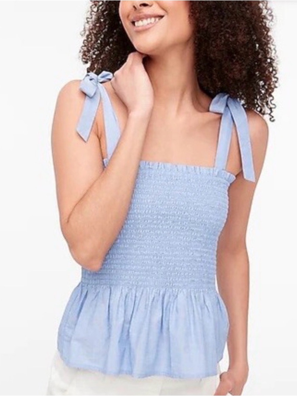 💕NWT J Crew Smocked Tie-Shoulder Peplum Top💕
